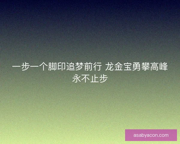 一步一个脚印追梦前行 龙金宝勇攀高峰永不止步